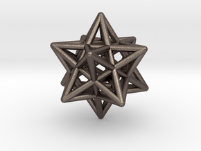 Small Stellated Dodecahedron Pendant in Polished Bronzed-Silver Steel