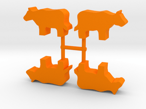 Cow Meeple, standing, 4-set in Orange Processed Versatile Plastic