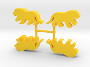Lion Meeple, running, 4-set in Yellow Processed Versatile Plastic