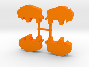 Bison Meeple, standing, 4-set in Orange Processed Versatile Plastic