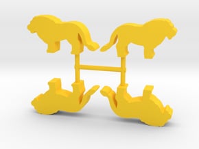 Lion Meeple, standing, 4-set in Yellow Processed Versatile Plastic