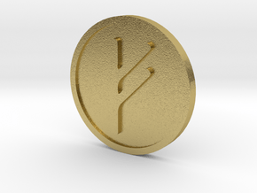 Fehu Coin (Elder Futhark) in Natural Brass