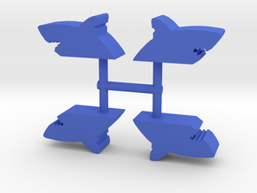 Shark Bite Meeple, 4-set in Blue Processed Versatile Plastic