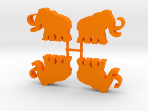 Mammoth Meeple, running, 4-set in Orange Processed Versatile Plastic