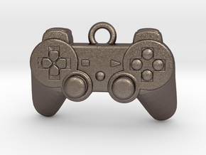 PlayStation Controller Pendant all materials gamer in Polished Bronzed-Silver Steel