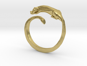 Sleeping Lioness Ring in Natural Brass