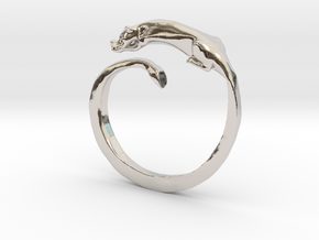 Sleeping Lioness Ring in Platinum
