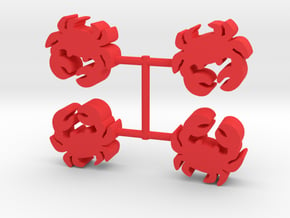 Crab Meeple, 4-set in Red Processed Versatile Plastic