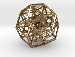 6-cube projected into 3D - square struts in Polished Gold Steel