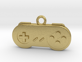 Super Nintendo Controller Pendant all materials ga in Natural Brass