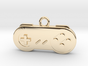 Super Nintendo Controller Pendant all materials ga in 14k Gold Plated Brass