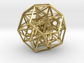 6-cube projected into 3D - square struts in Natural Brass