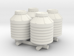 1-87 Scale Water Storage Tanks x4 in White Natural Versatile Plastic