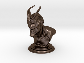 Demon head bust 01 in Polished Bronze Steel