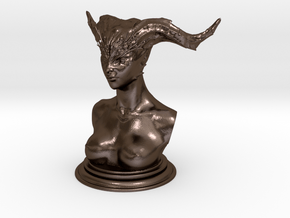 Demon head bust 02 in Polished Bronze Steel