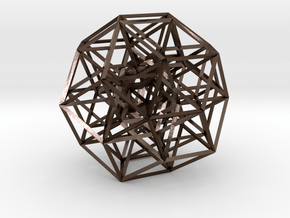 6-cube projected into 3D, triangular struts in Polished Bronze Steel
