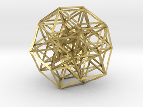 6-cube projected into 3D, triangular struts in Natural Brass