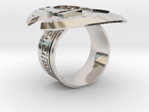 Omega Ring in Rhodium Plated Brass: 10 / 61.5