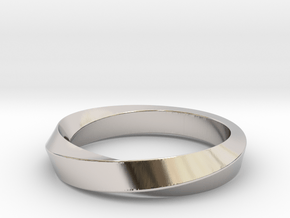 iRiffle Mobius Narrow Ring I（Size 12.5) in Rhodium Plated Brass