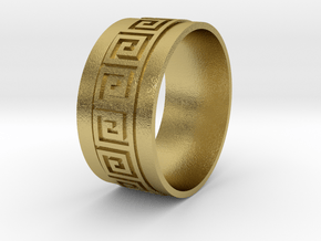 Greek Key Ring in Natural Brass: 10 / 61.5