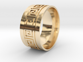 Greek Key Ring in 14k Gold Plated Brass: 10 / 61.5