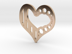 Striped heart in 14k Rose Gold Plated Brass