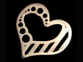 Striped heart in Polished Silver