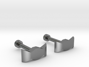 bow tie cufflinks in Polished Silver