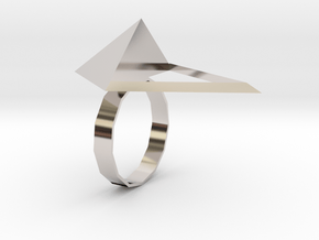 Triangle Ring in Rhodium Plated Brass