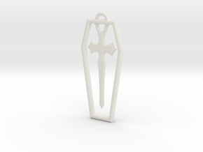 Coffin cross pendant in White Premium Versatile Plastic