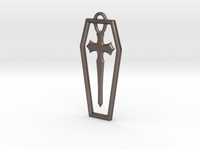 Coffin cross pendant in Polished Bronzed-Silver Steel