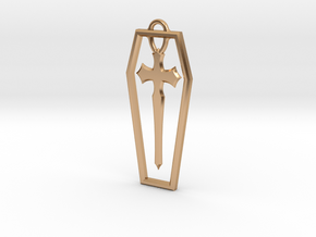 Coffin cross pendant in Polished Bronze