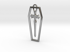 Coffin cross pendant in Polished Silver
