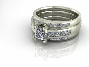 Princess cut channel ring  in Fine Detail Polished Silver