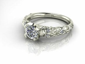 Pattern solitaire ring NO STONES SUPPLIED in Fine Detail Polished Silver