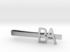 Custom Initial Tie Clip in Fine Detail Polished Silver