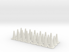 Traffic Cones 01. 1:43 scale in White Natural Versatile Plastic