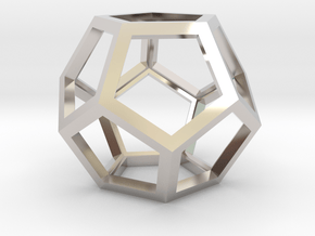 Dodecahedron 1.75" in Rhodium Plated Brass