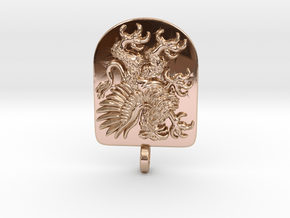 Griffin Gryphon Heraldic Crest Shield Pendant  in 14k Rose Gold