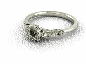 Detailed illusion ring NO STONES SUPPLIED in Fine Detail Polished Silver