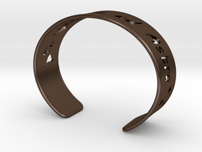 Cuff Bracelet  Per Aspera ad Astra in Polished Bronze Steel