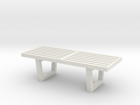 1:48 48" Nelson Bench in White Natural Versatile Plastic