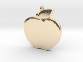 Apple-Pendant-Stl-3D-Printed-Model in 14K Yellow Gold: Medium