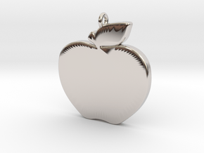 Apple-Pendant-Stl-3D-Printed-Model in Rhodium Plated Brass: Medium