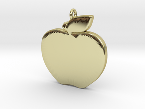 Apple-Pendant-Stl-3D-Printed-Model in 18k Gold Plated Brass: Medium