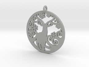 Deer-Circular-Pendant-Stl-3D-Printed-Model in Aluminum: Medium