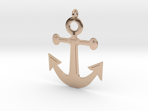 Anchor Pendant 3D Printed Model in 14k Rose Gold: Medium