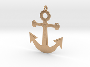 Anchor Pendant 3D Printed Model in Natural Bronze: Medium