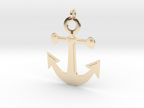 Anchor Pendant 3D Printed Model in 14k Gold Plated Brass: Medium