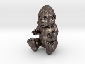 Baby Sasquatch in Polished Bronzed-Silver Steel